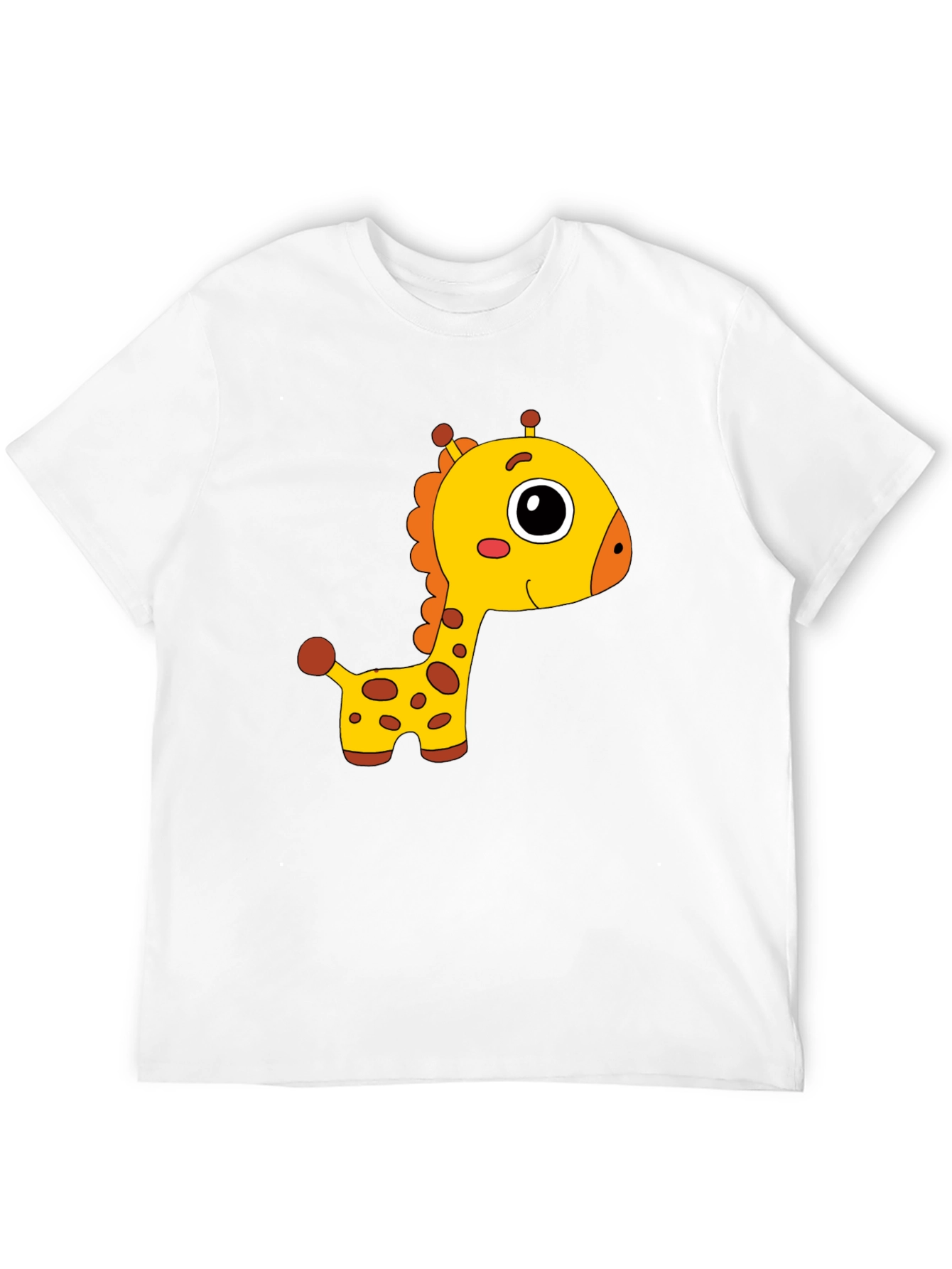Cute Giraffe Cartoon Print Black T-Shirt