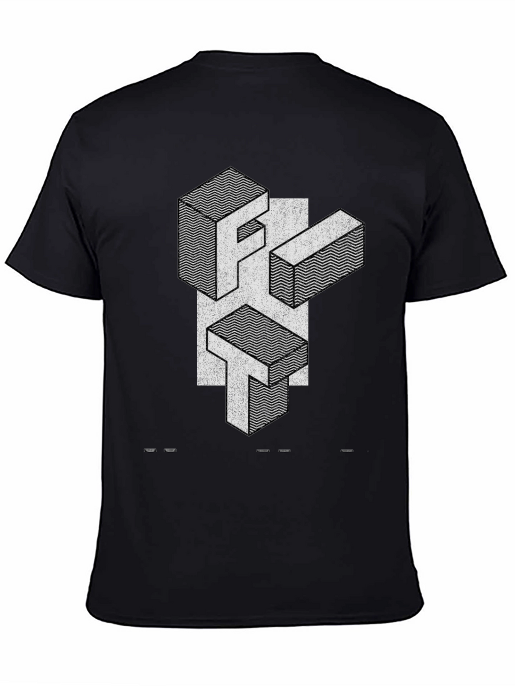 Abstract Geometric Letter Print Black T-Shirt