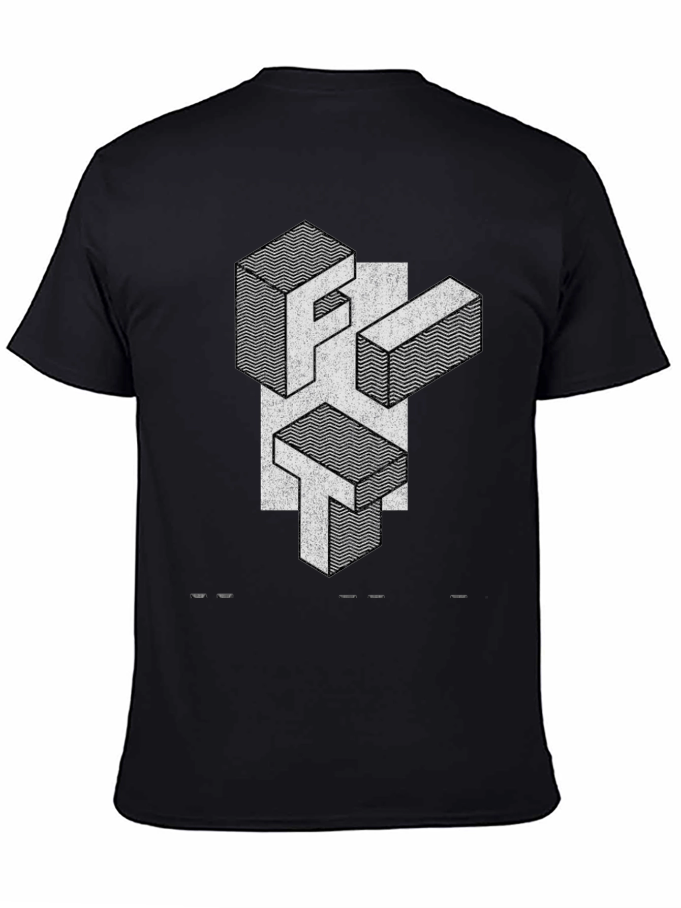 Abstract Geometric Letter Print Black T-Shirt