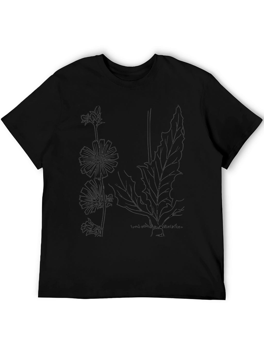 Botanical Print Black T-Shirt - Nature Inspired