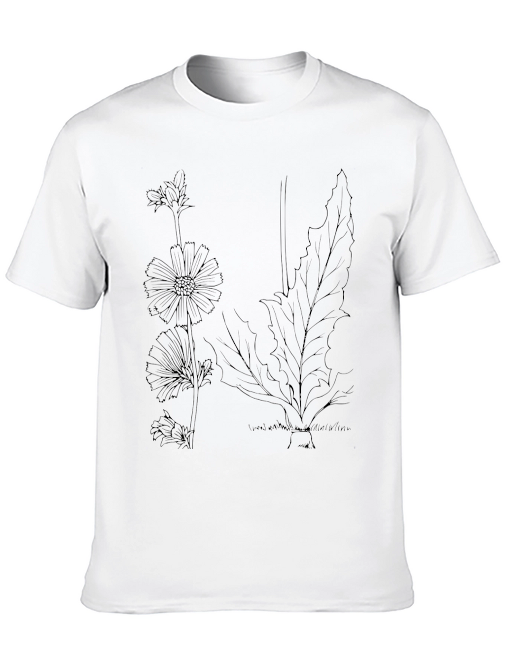 Botanical Print Black T-Shirt - Nature Inspired
