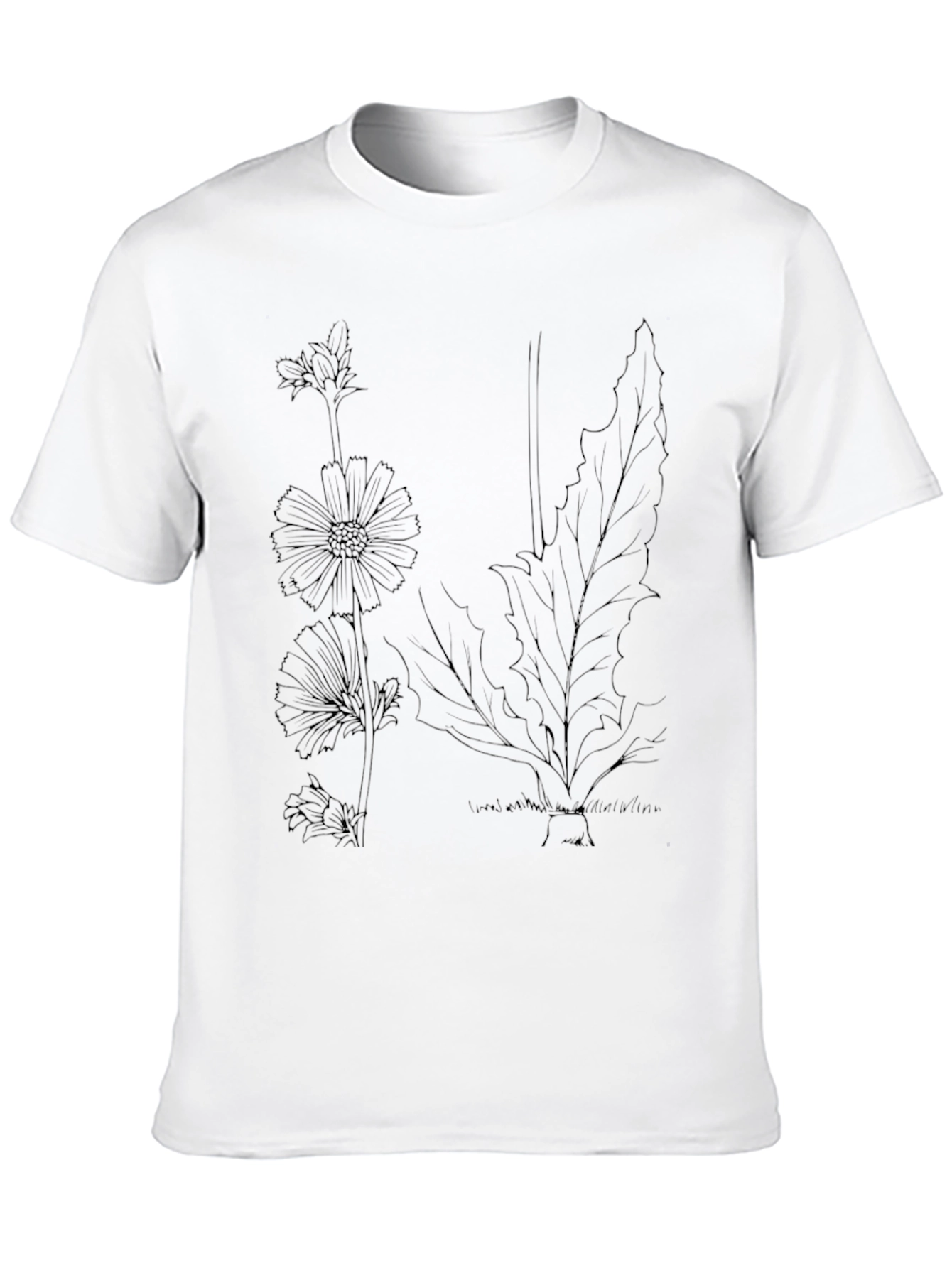 Botanical Print Black T-Shirt - Nature Inspired