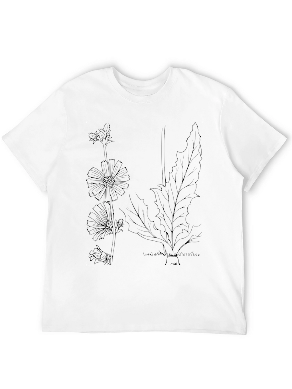 Botanical Print Black T-Shirt - Nature Inspired