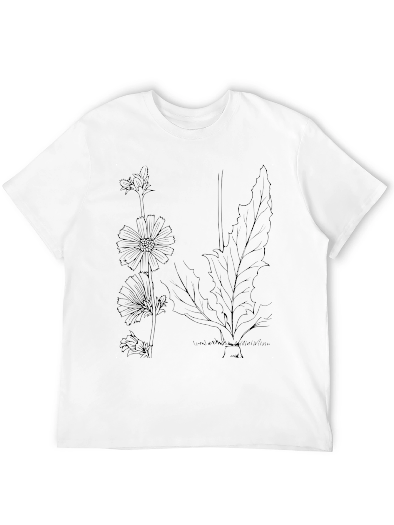 Botanical Print Black T-Shirt - Nature Inspired