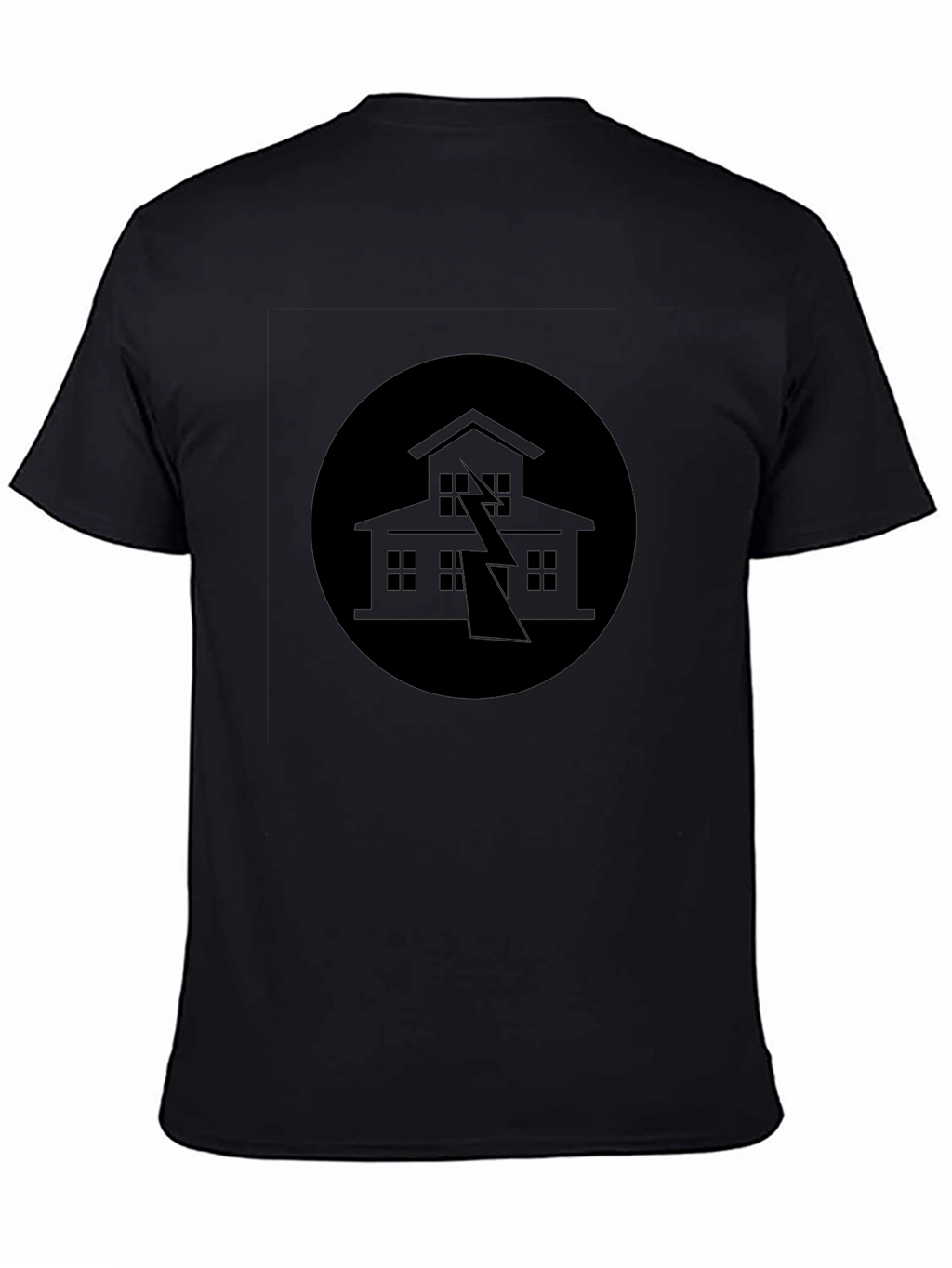 Black Tee with House Lightning Design
