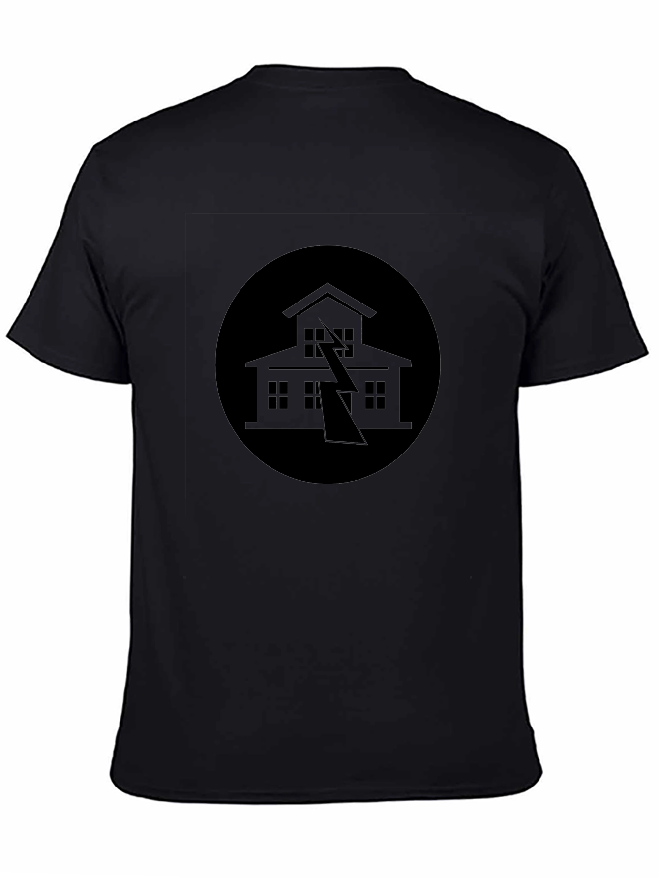 Black Tee with House Lightning Design
