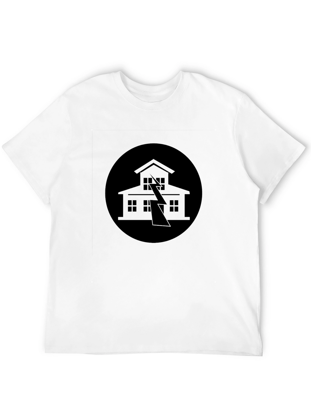 Black Tee with House Lightning Design