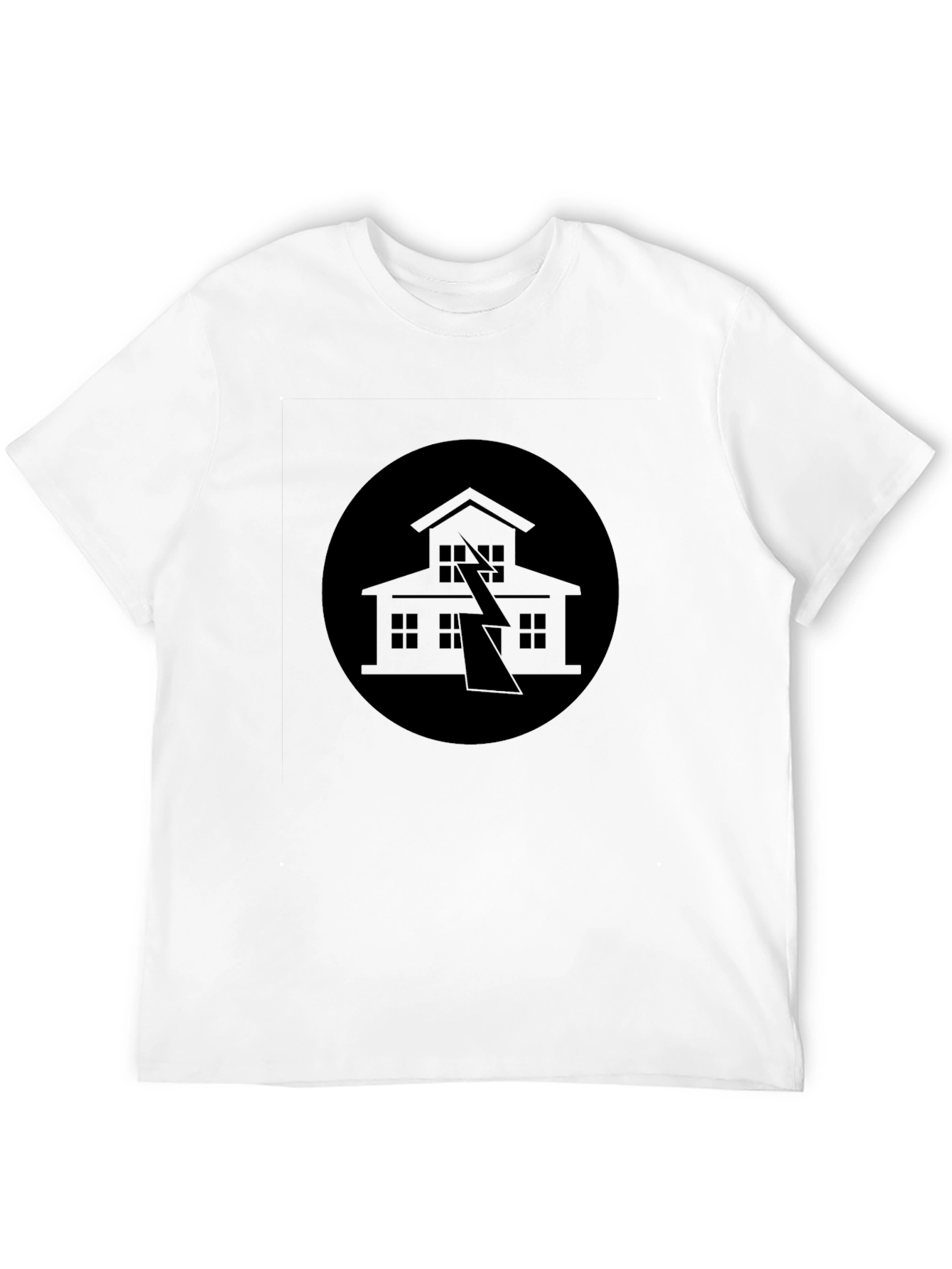 Black Tee with House Lightning Design