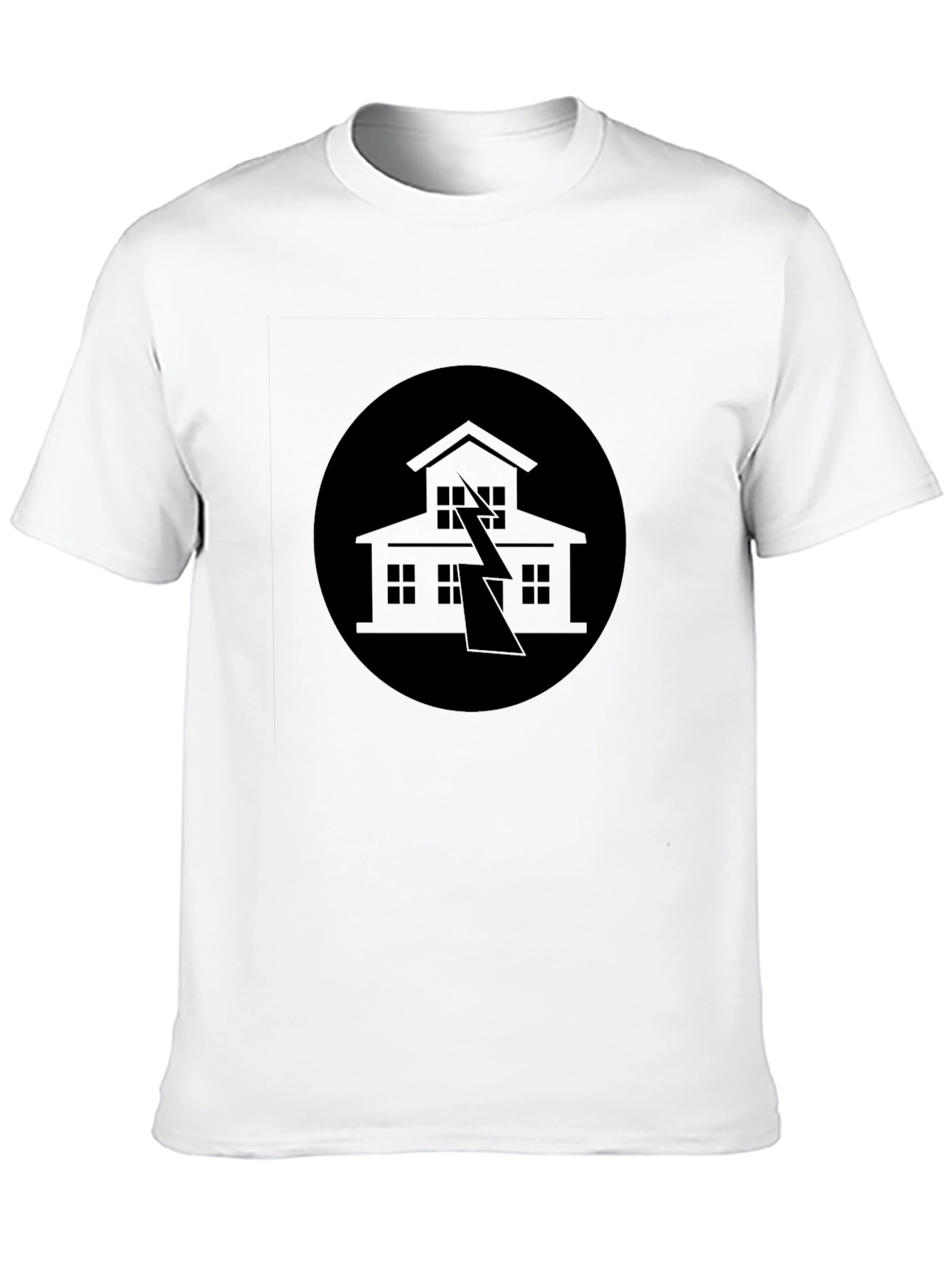 Black Tee with House Lightning Design