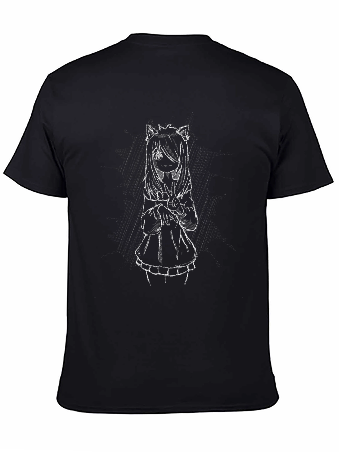 Anime Girl Graphic Black T-Shirt - Casual Style