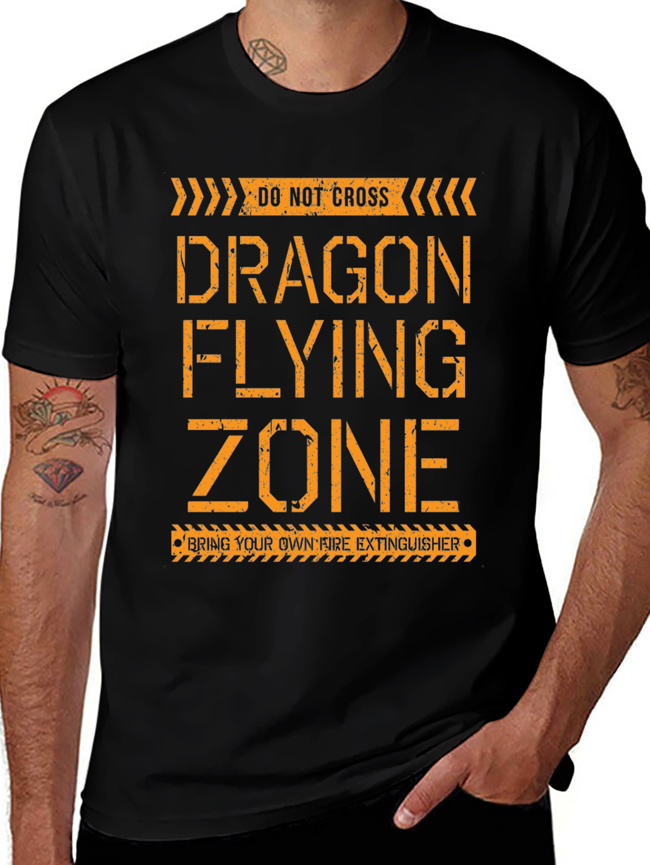 Dragon Flying Zone T-Shirt - Novelty Graphic Tee