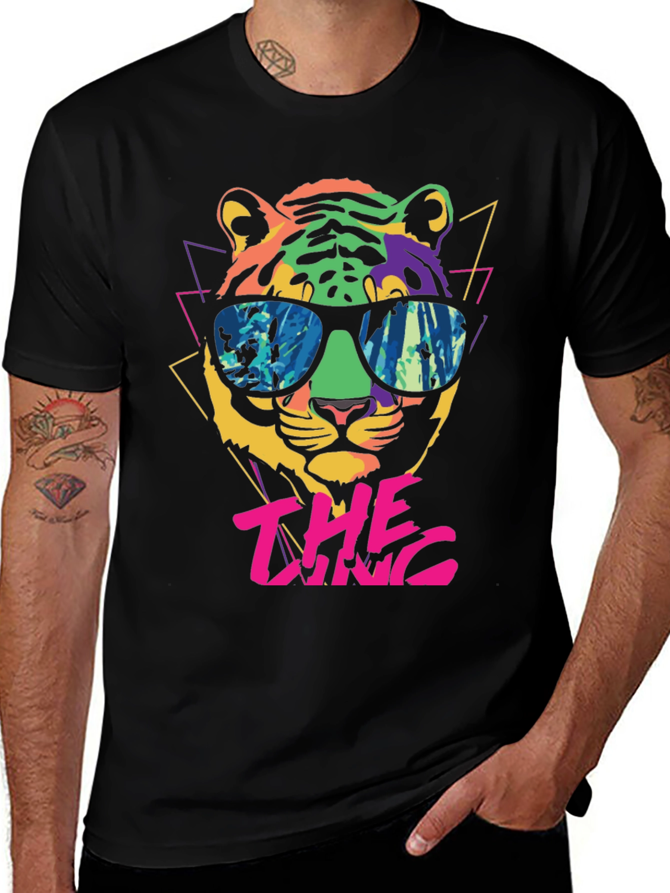 Cool Cat Graphic Tee - Retro Tiger Design