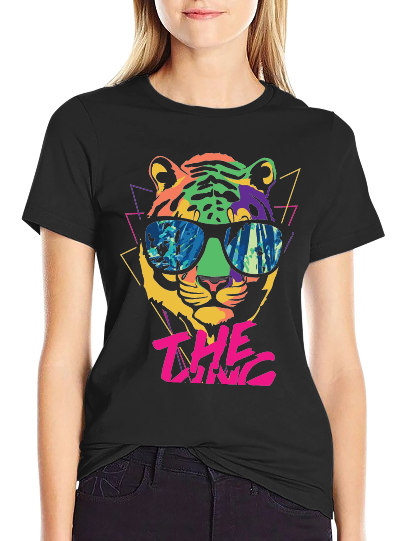 Cool Cat Graphic Tee - Retro Tiger Design