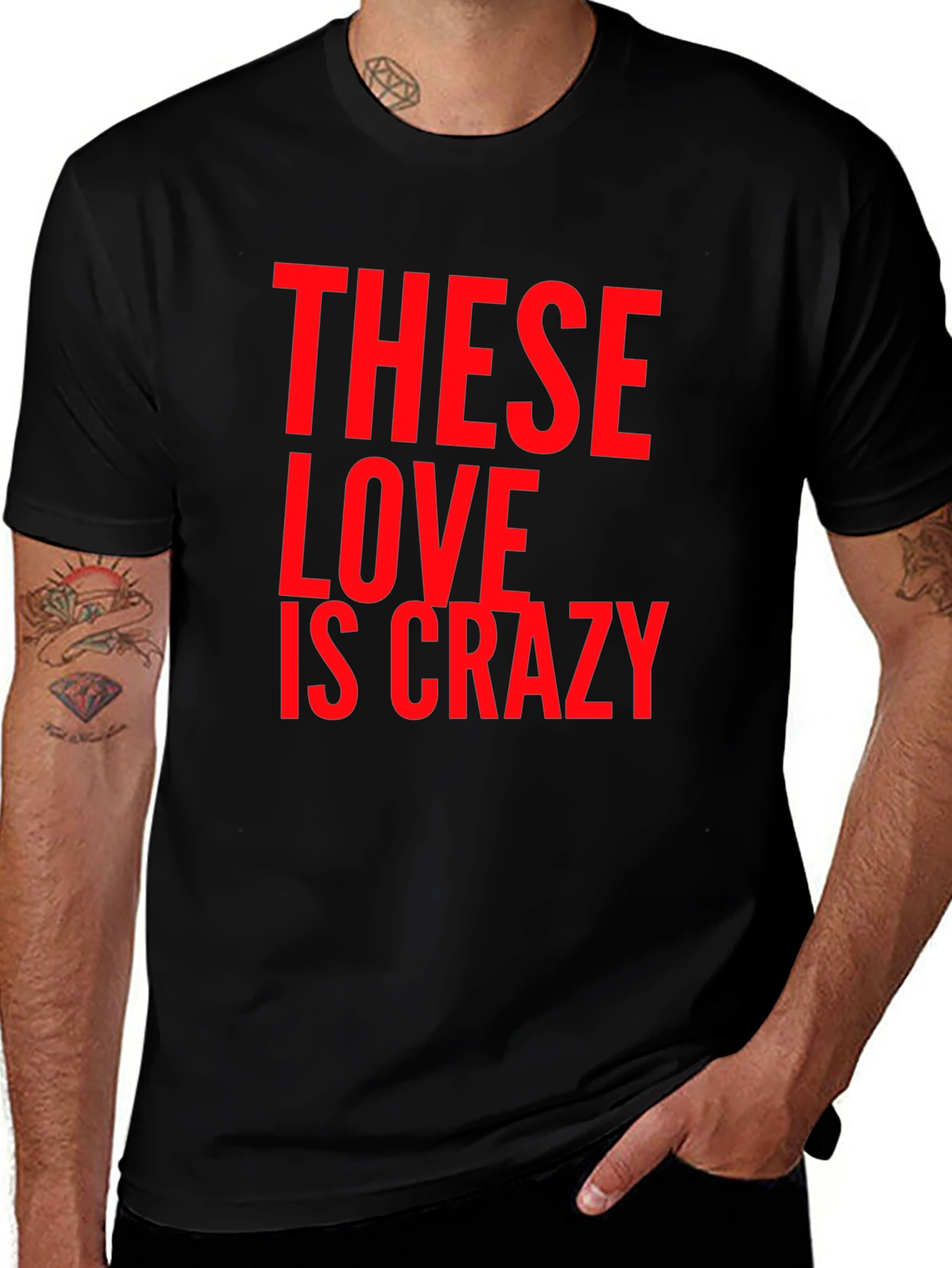 These Love Is Crazy Black Graphic Tee