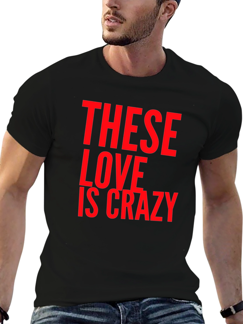 These Love Is Crazy Black Graphic Tee
