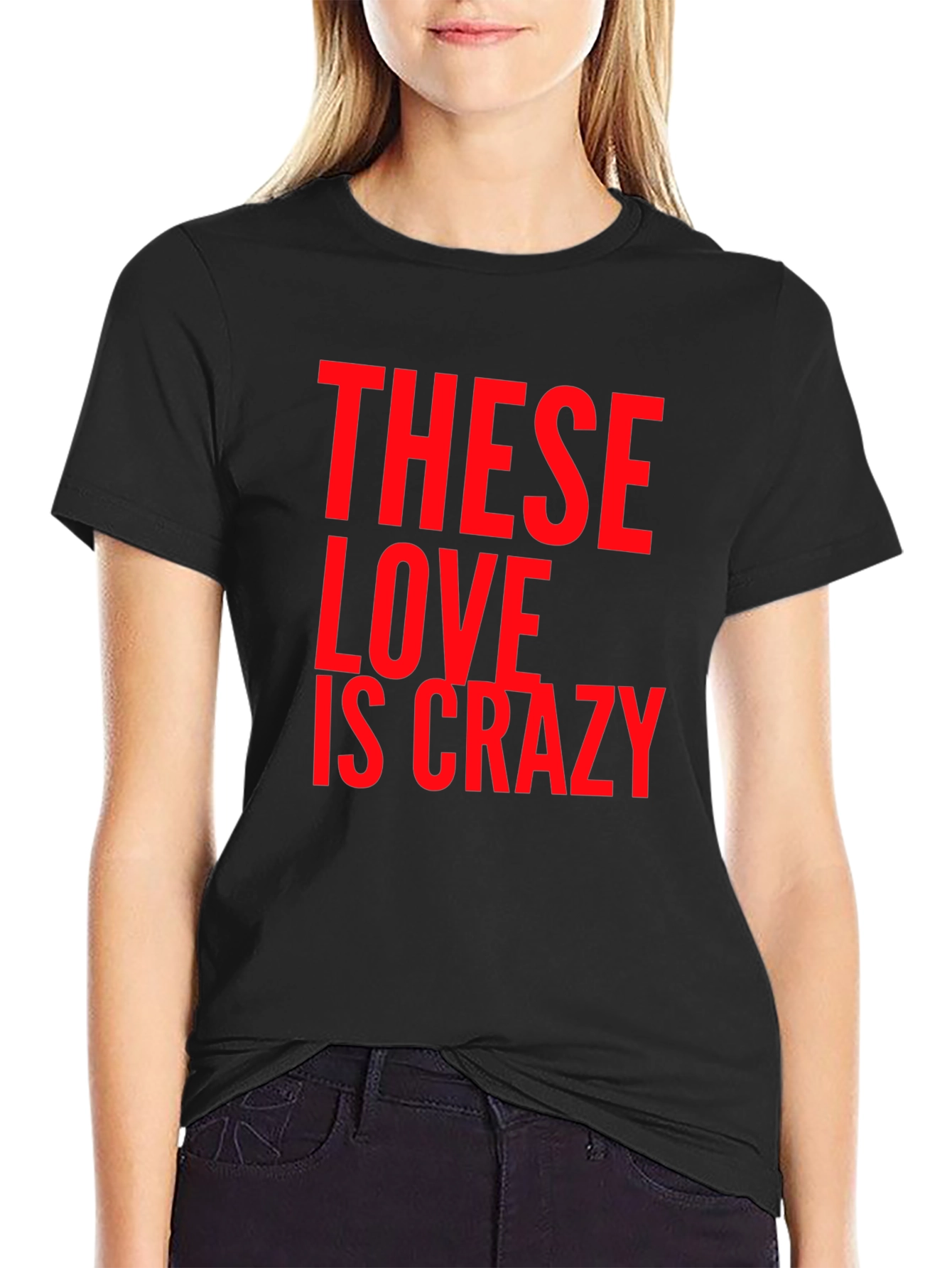 These Love Is Crazy Black Graphic Tee