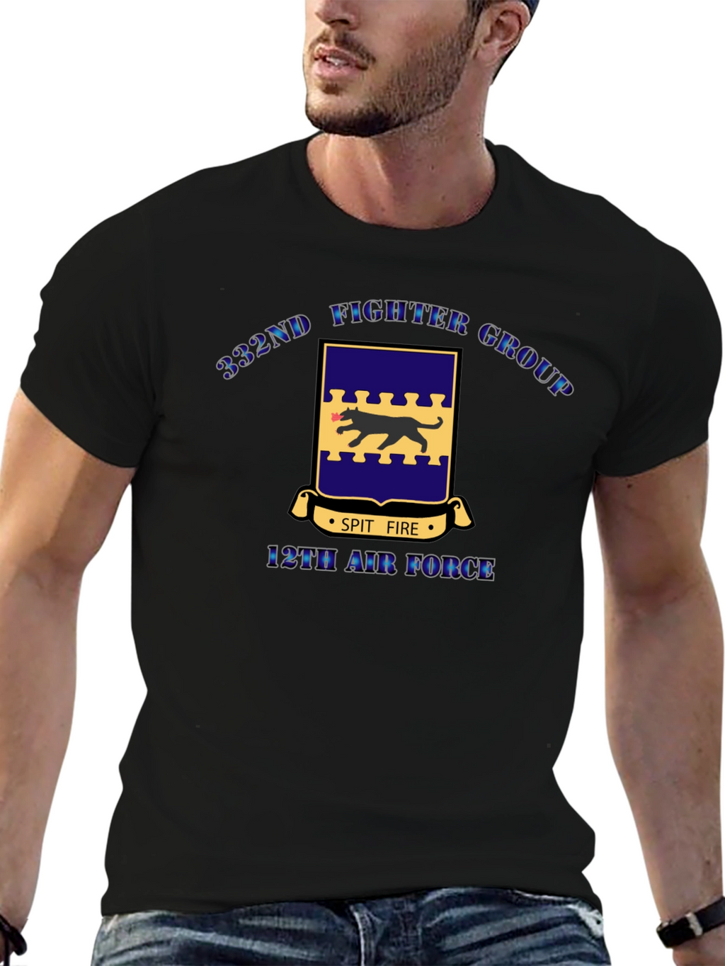 332nd Fighter Group Black T-Shirt
