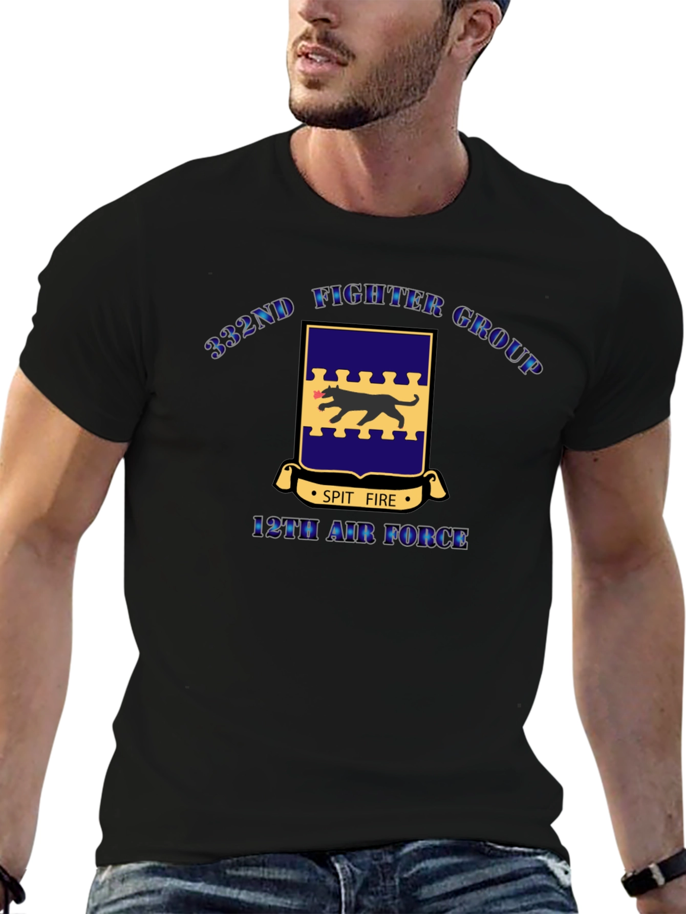 332nd Fighter Group Black T-Shirt