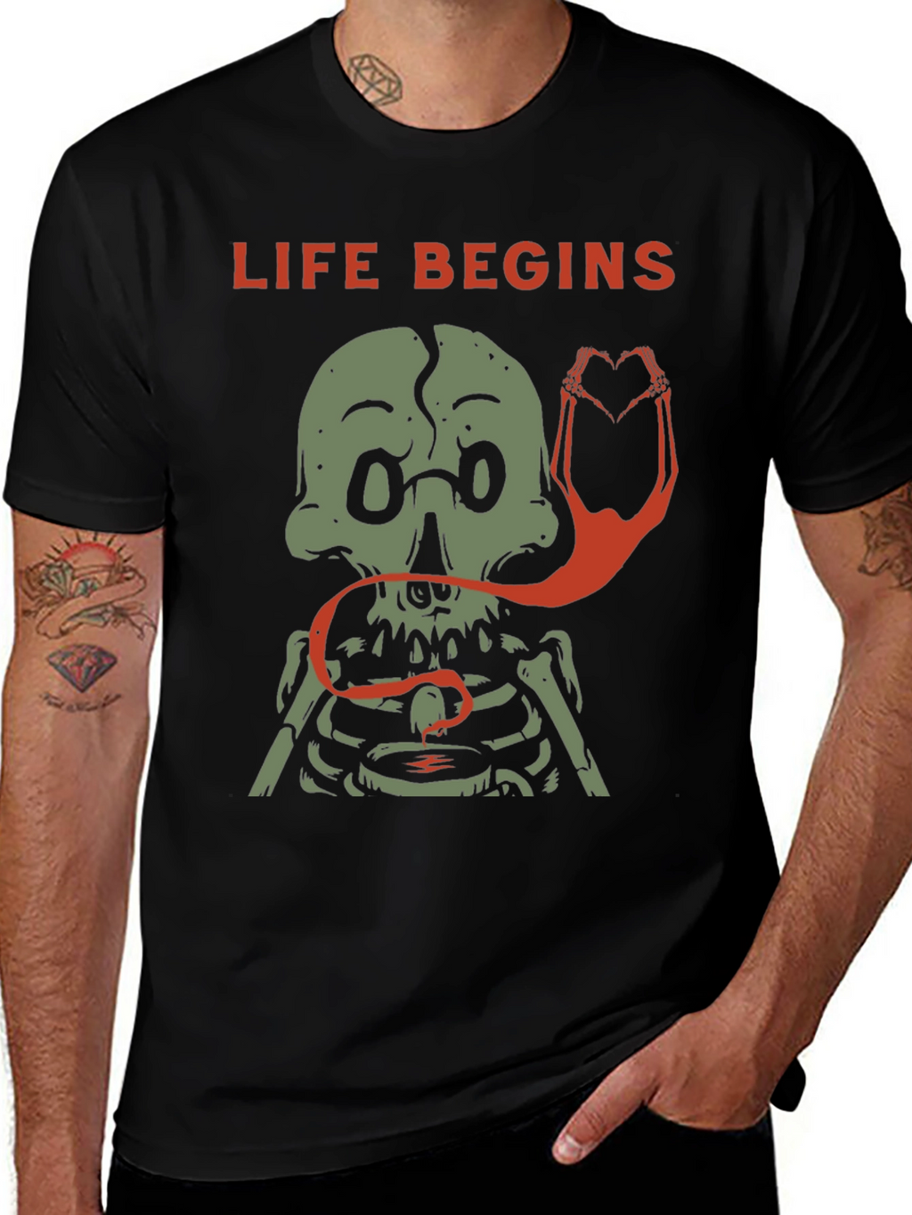 Life Begins Skeleton Graphic Tee