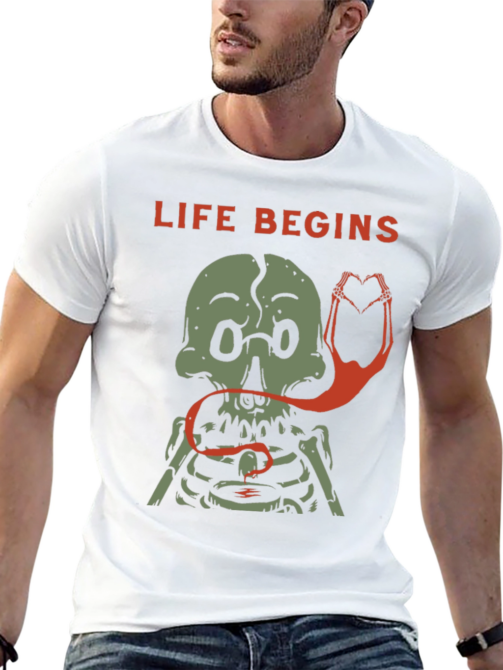 Life Begins Skeleton Graphic Tee