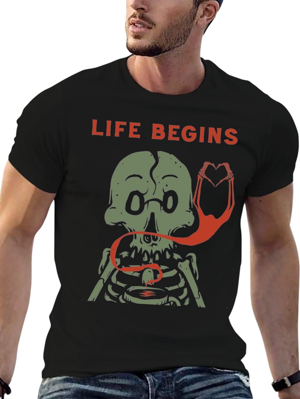 Life Begins Skeleton Graphic Tee