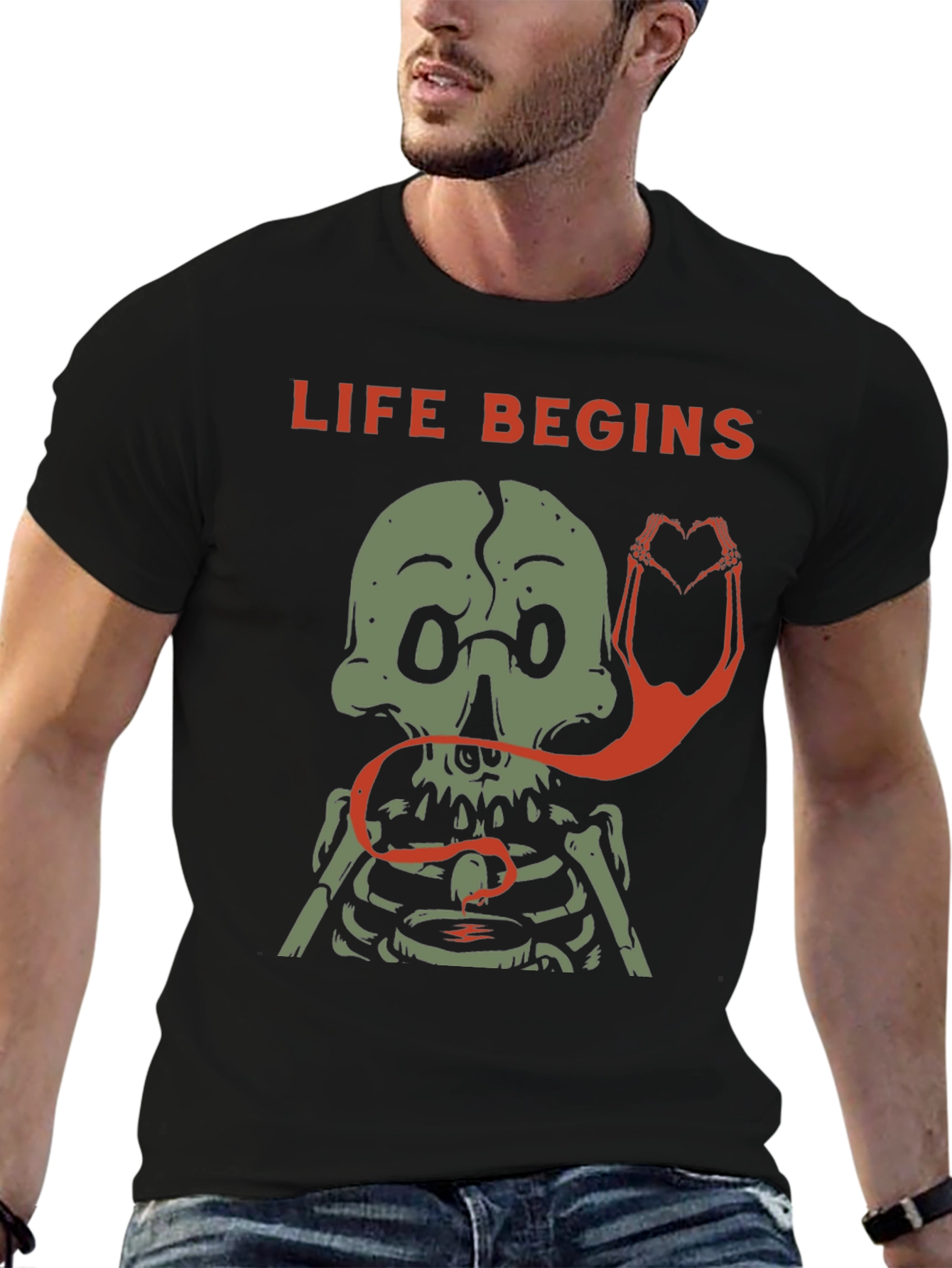 Life Begins Skeleton Graphic Tee