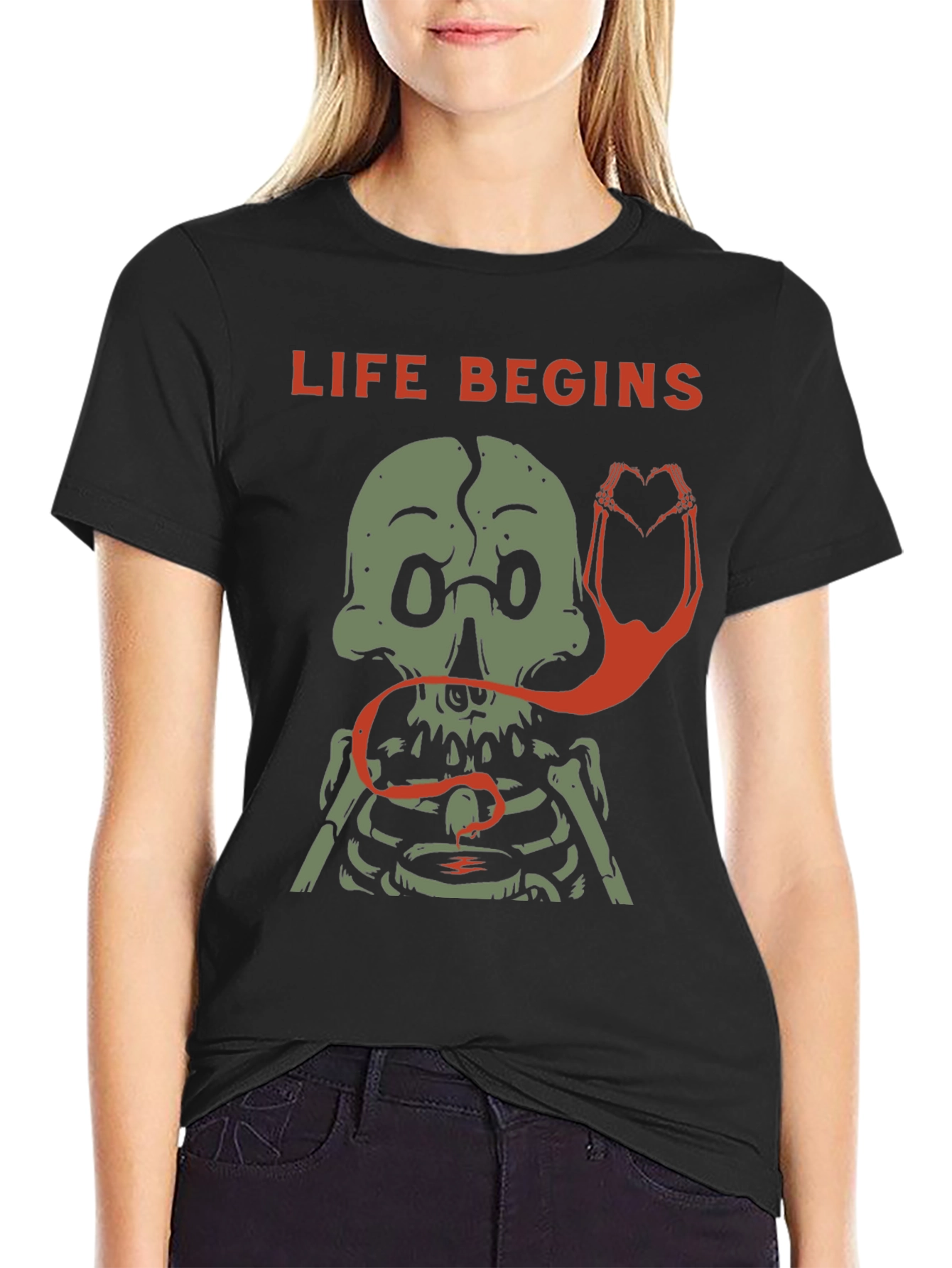 Life Begins Skeleton Graphic Tee