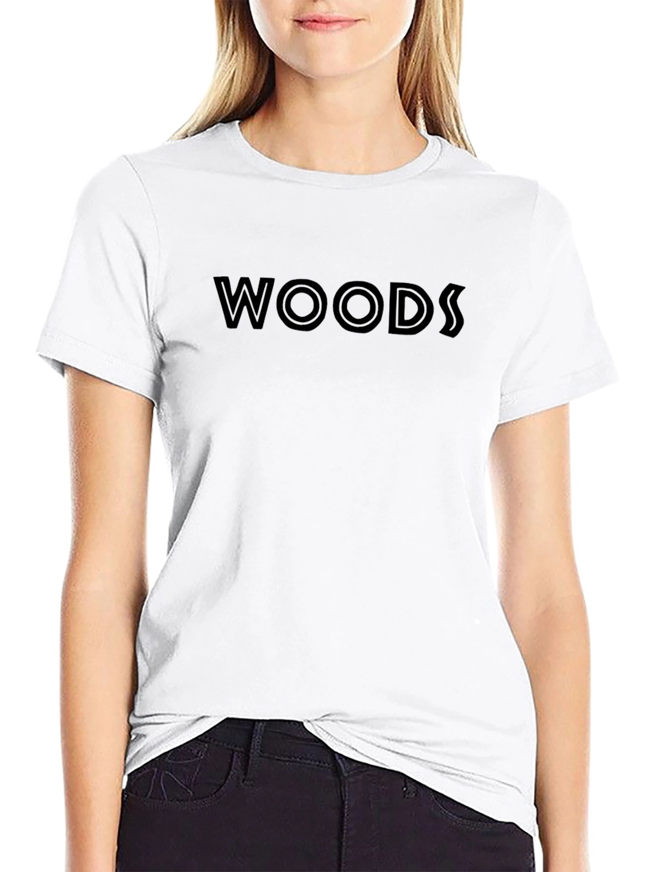 WOODS Black Graphic Tee - Mens Casual Style