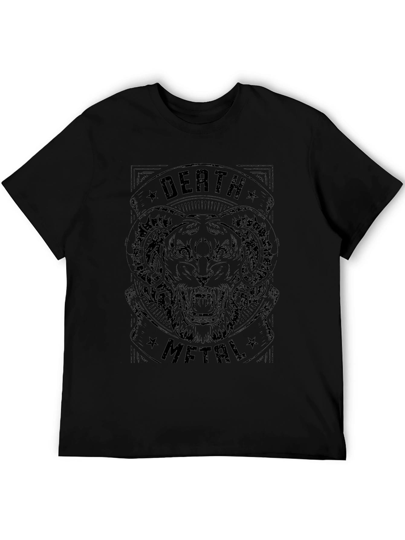 Death Metal Tiger Graphic Black T-Shirt