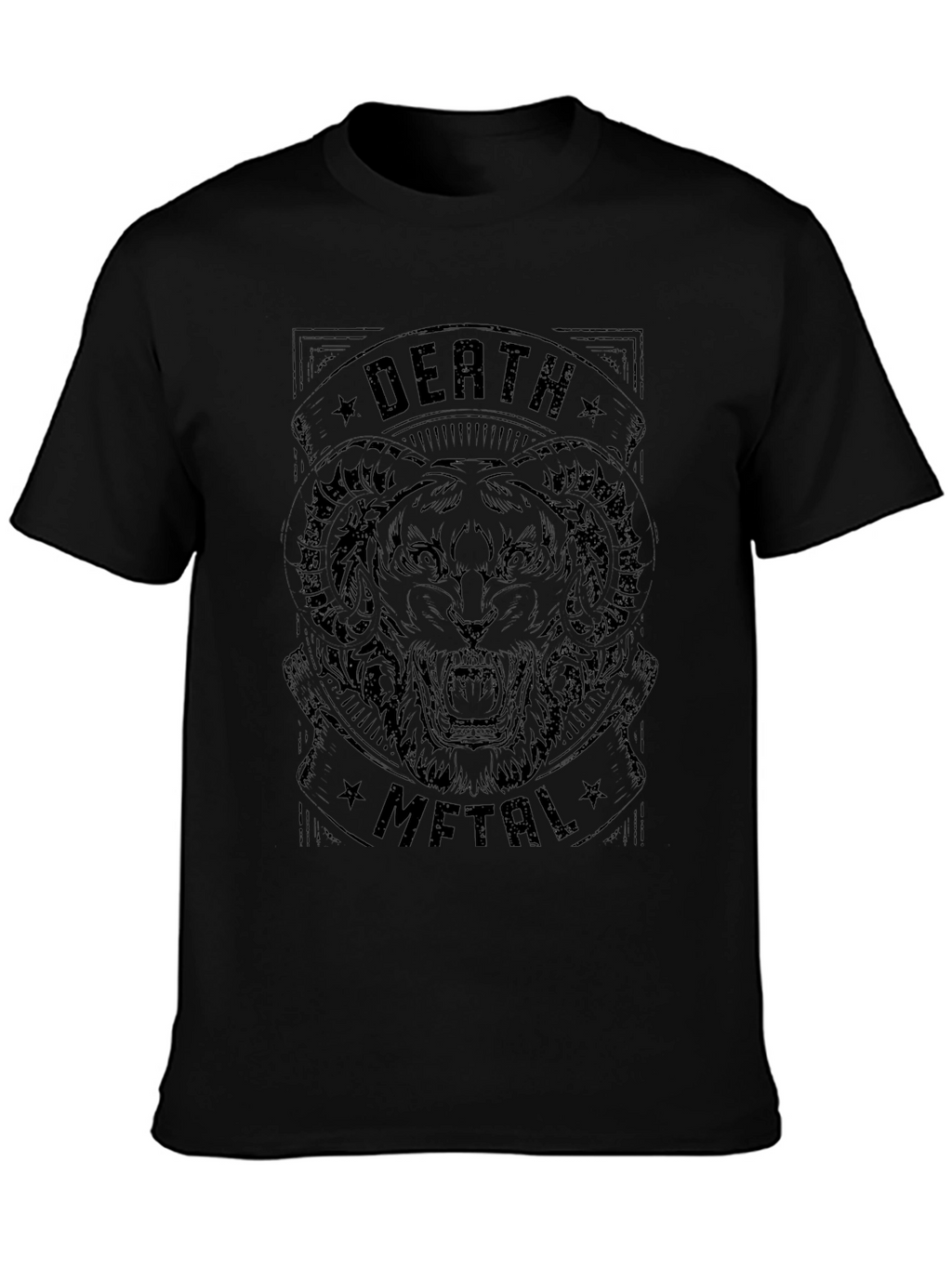 Death Metal Tiger Graphic Black T-Shirt