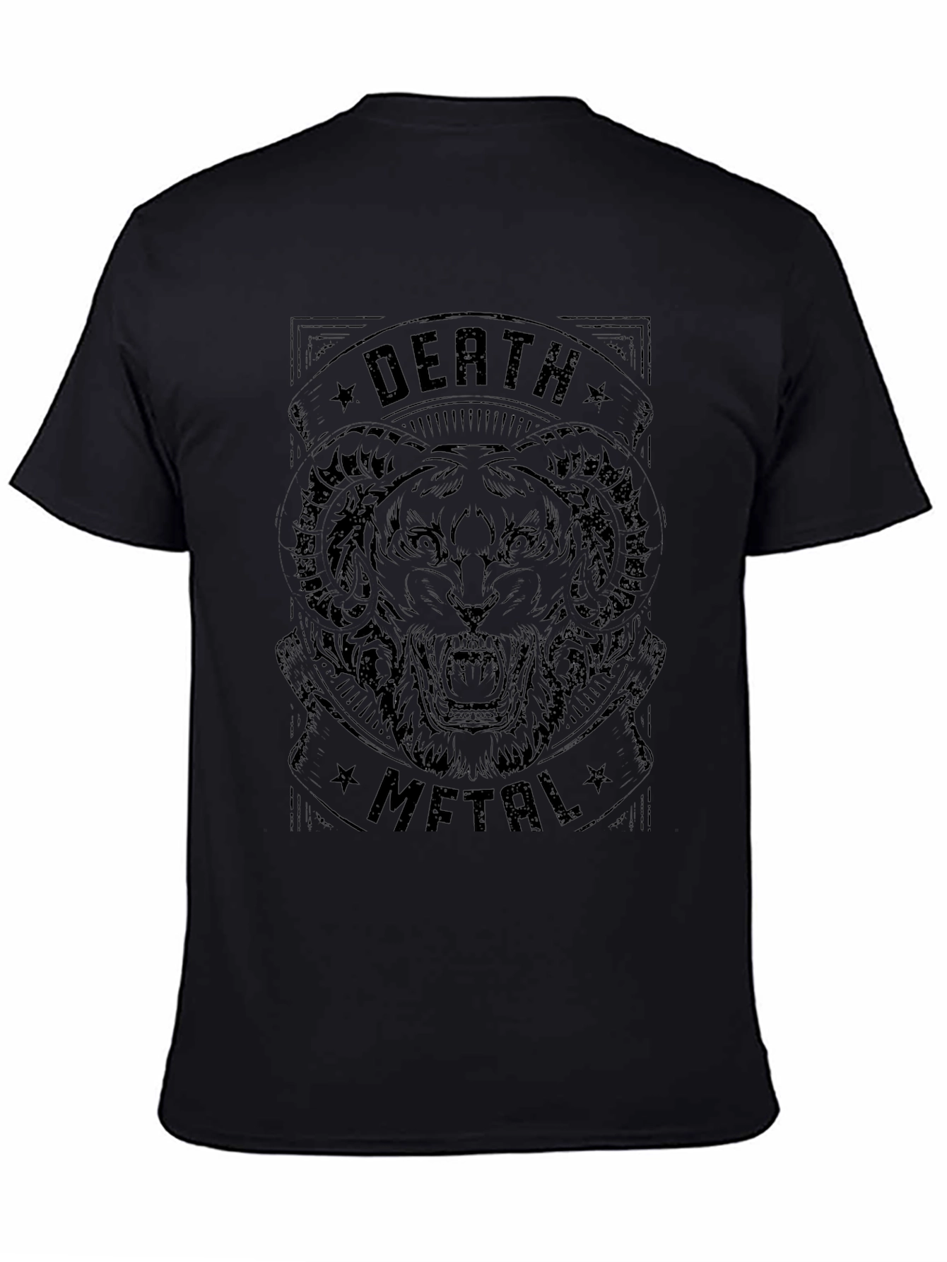 Death Metal Tiger Graphic Black T-Shirt