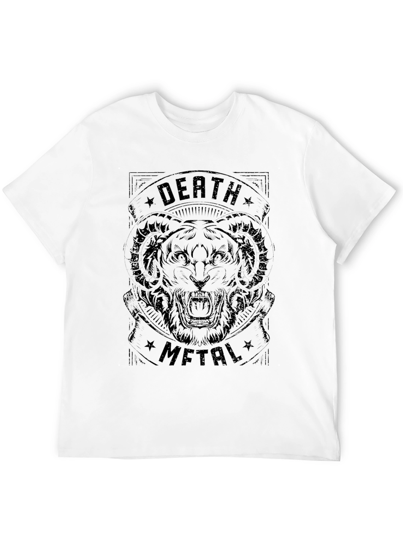 Death Metal Tiger Graphic Black T-Shirt