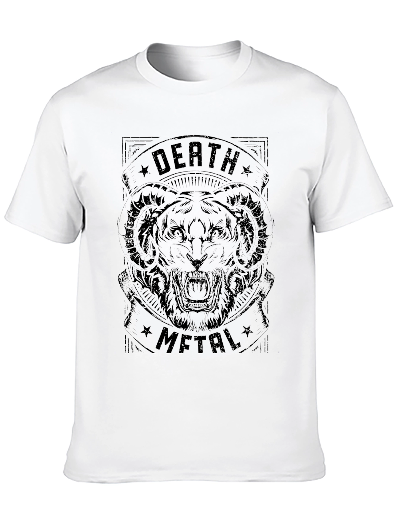 Death Metal Tiger Graphic Black T-Shirt