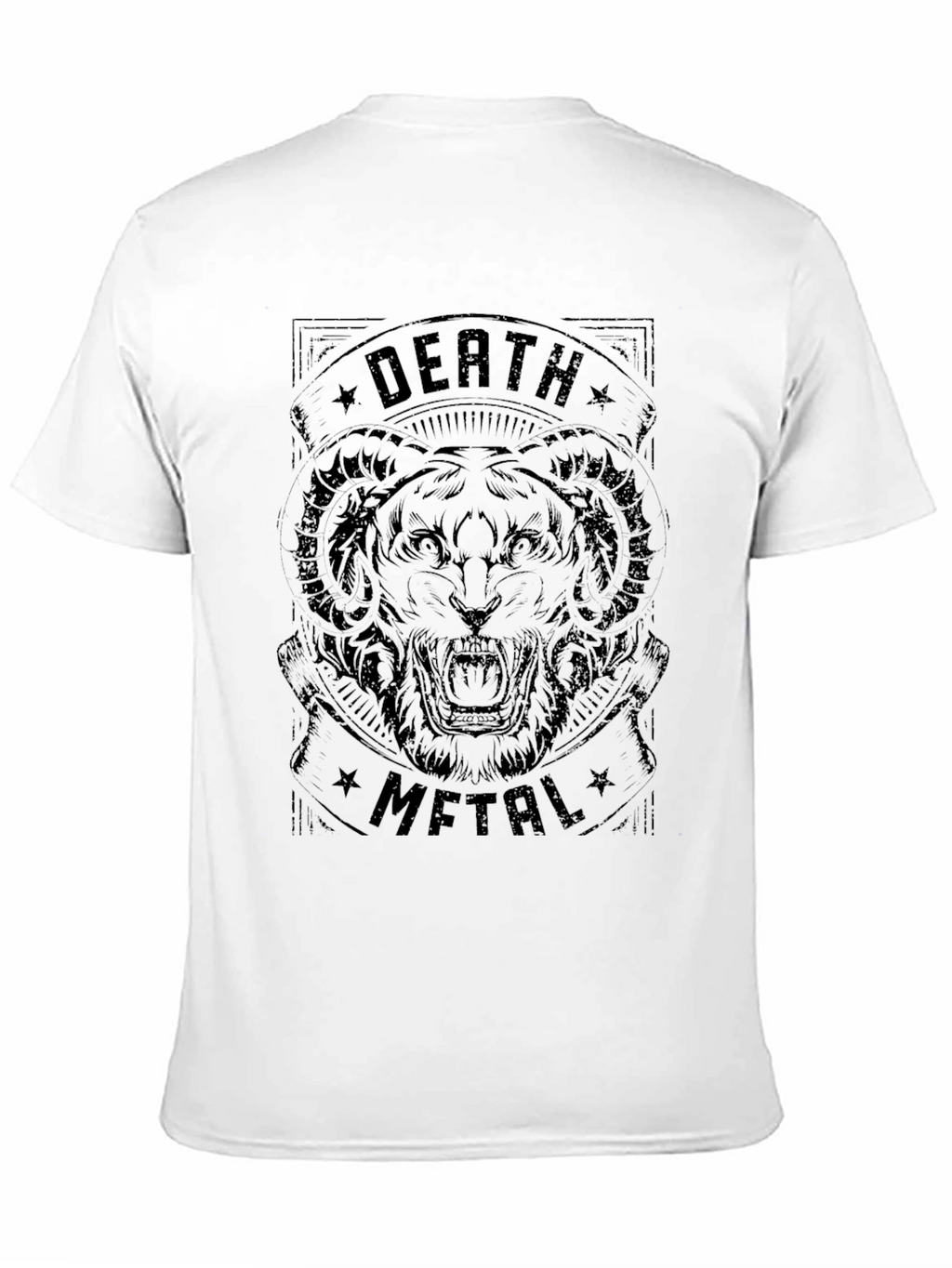 Death Metal Tiger Graphic Black T-Shirt