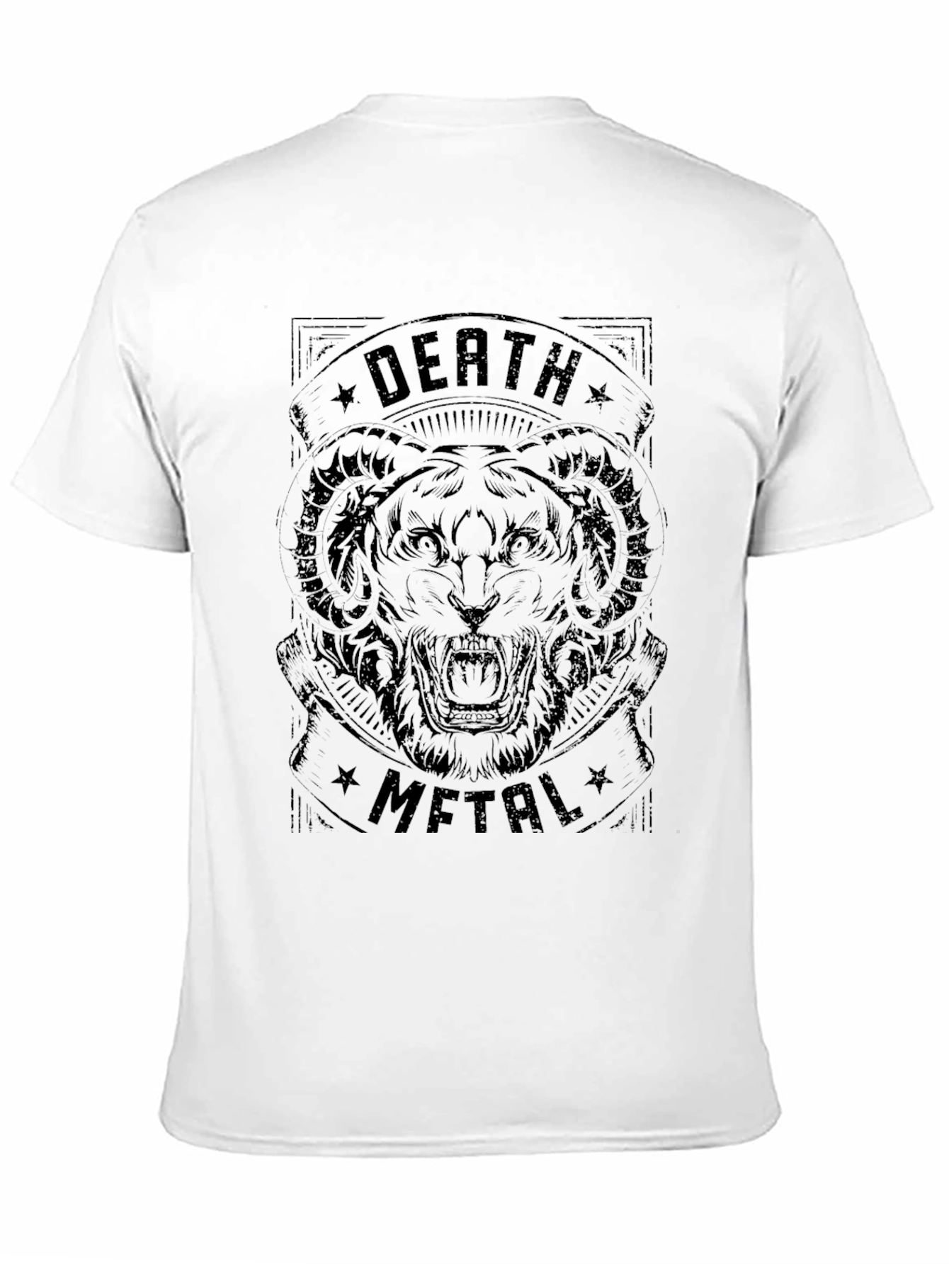 Death Metal Tiger Graphic Black T-Shirt