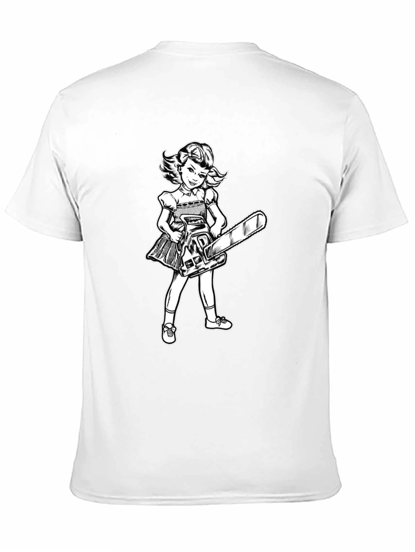 Girl With Chainsaw Graphic Tee - Black