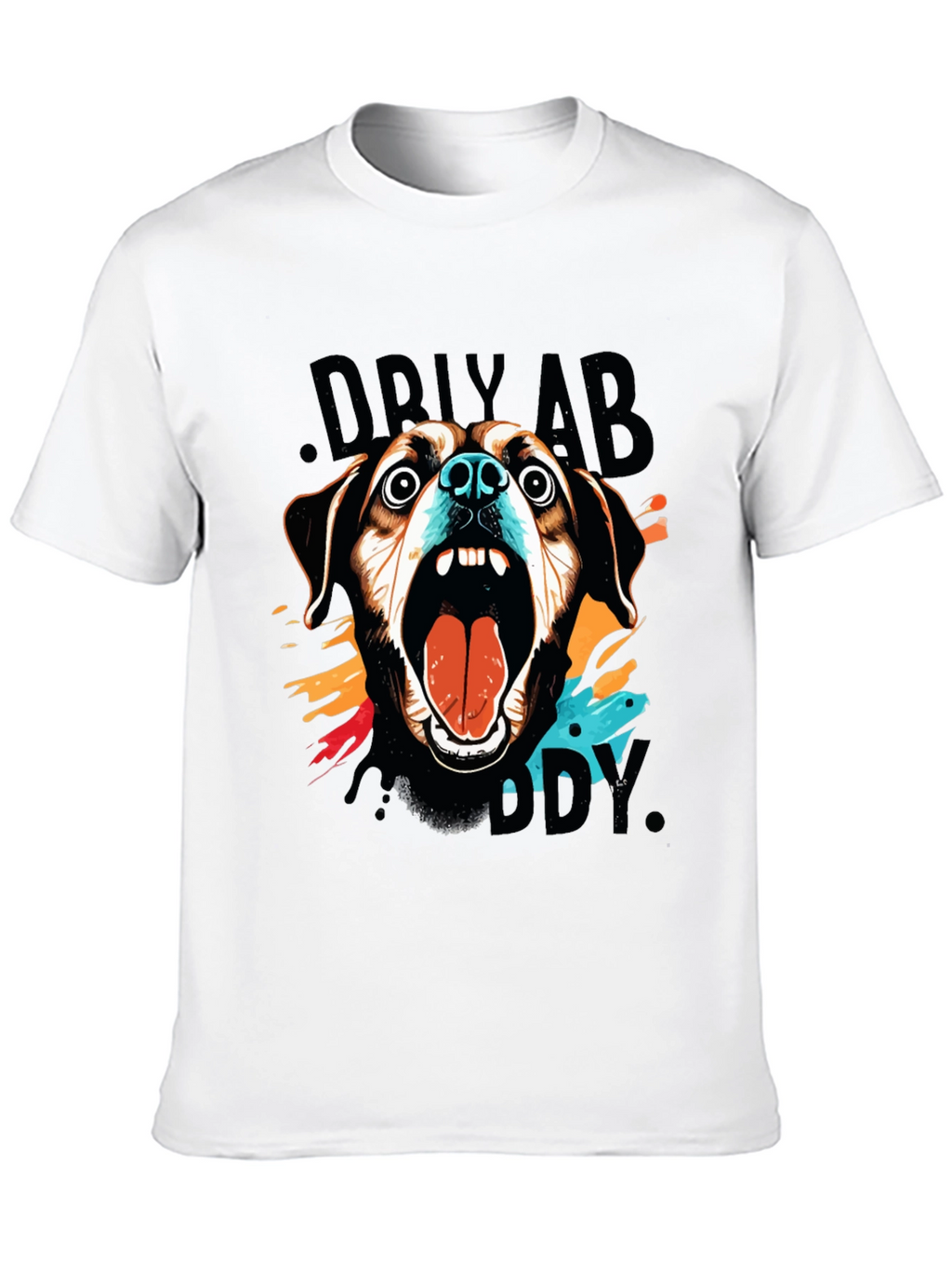 Crazy Dog Graphic Print Black T-Shirt