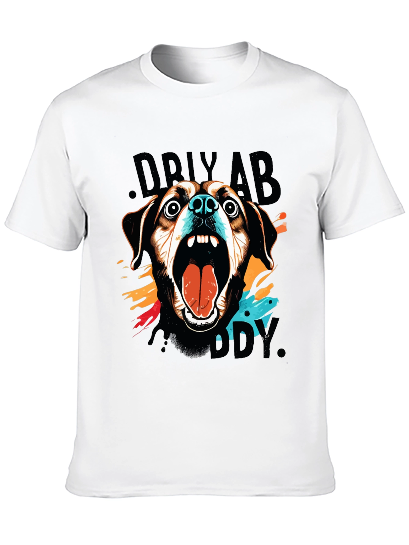 Crazy Dog Graphic Print Black T-Shirt