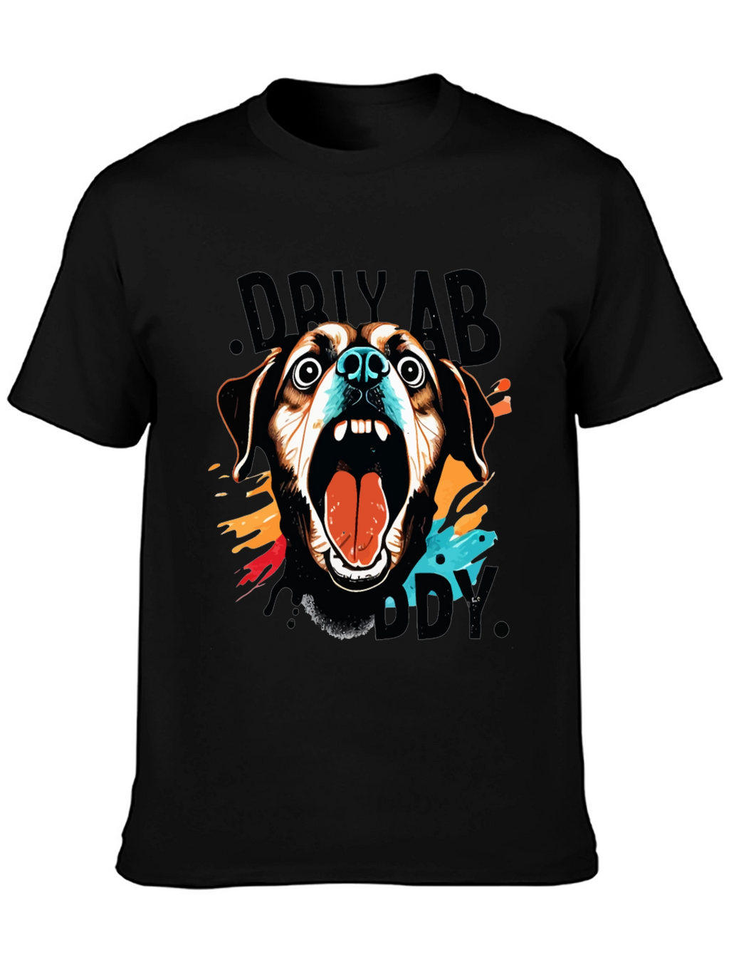Crazy Dog Graphic Print Black T-Shirt