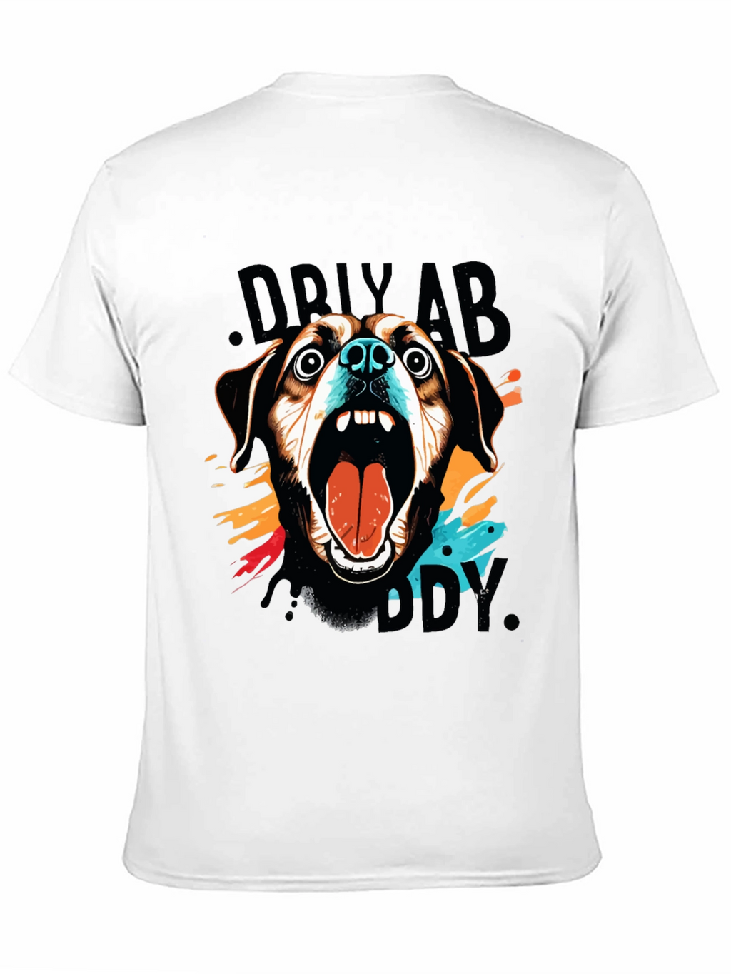 Crazy Dog Graphic Print Black T-Shirt