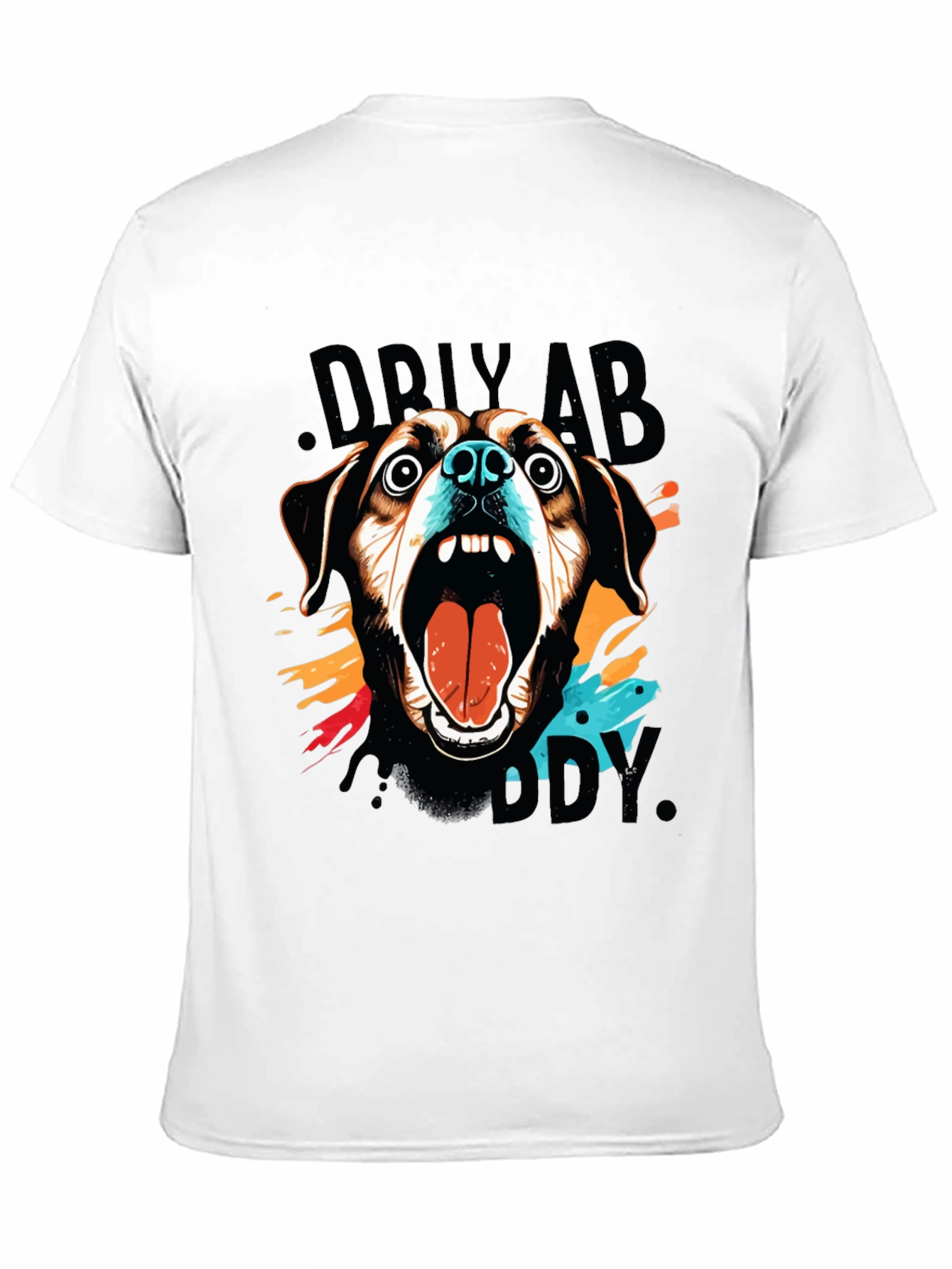 Crazy Dog Graphic Print Black T-Shirt