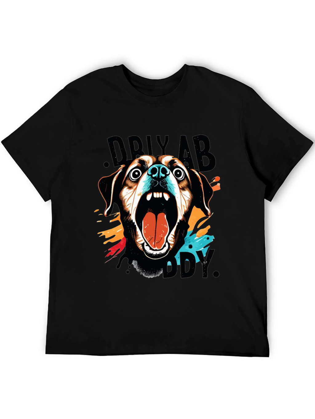 Crazy Dog Graphic Print Black T-Shirt