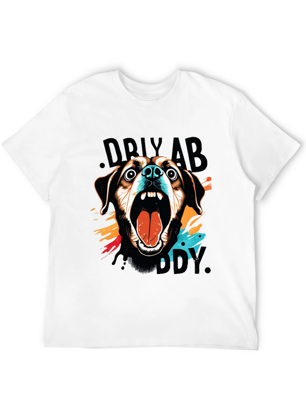 Crazy Dog Graphic Print Black T-Shirt
