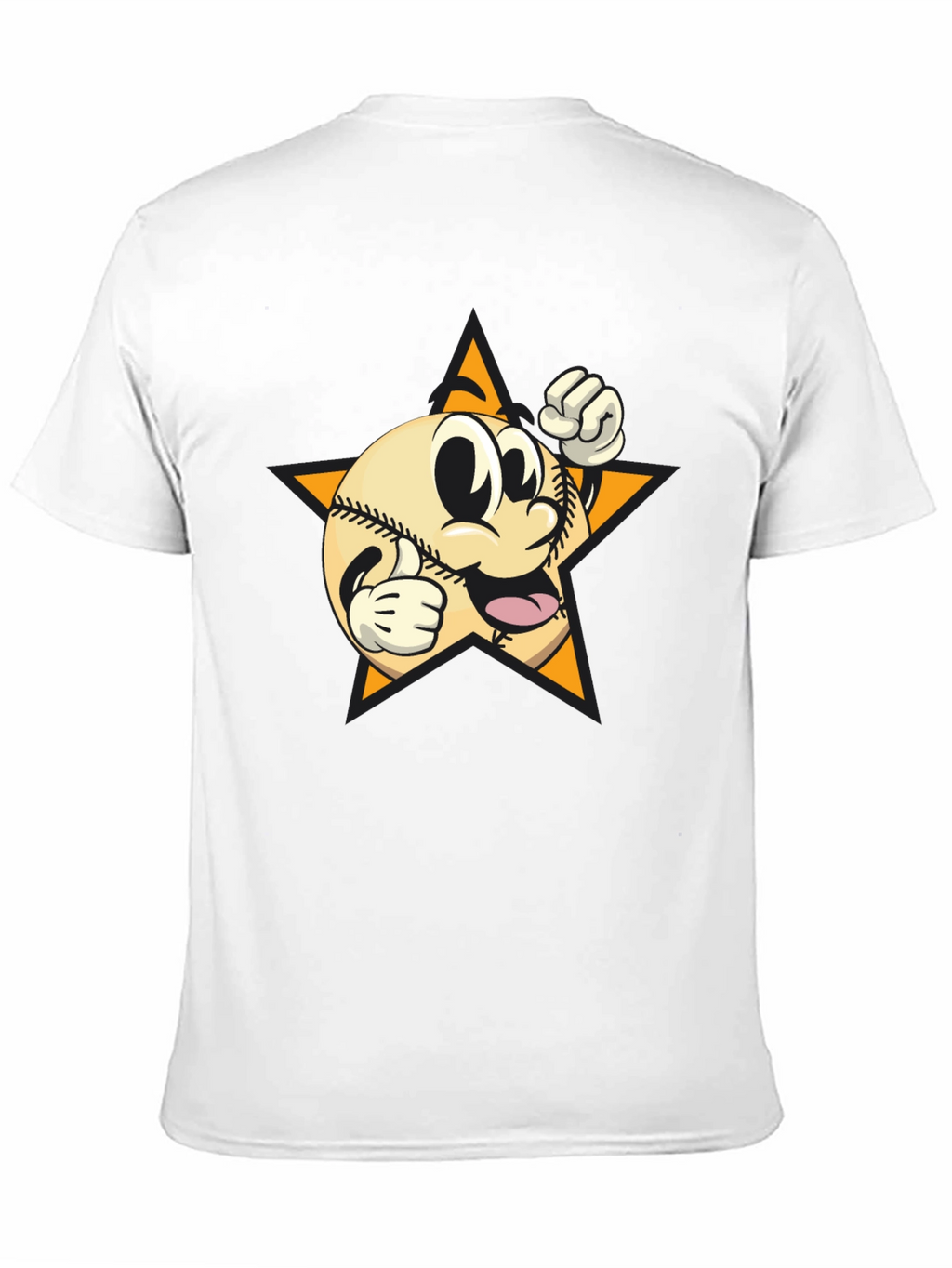 Cartoon Baseball Star Graphic Tee - Black