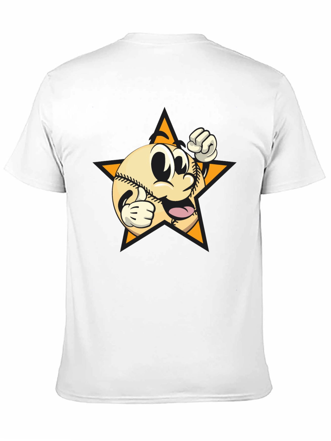 Cartoon Baseball Star Graphic Tee - Black