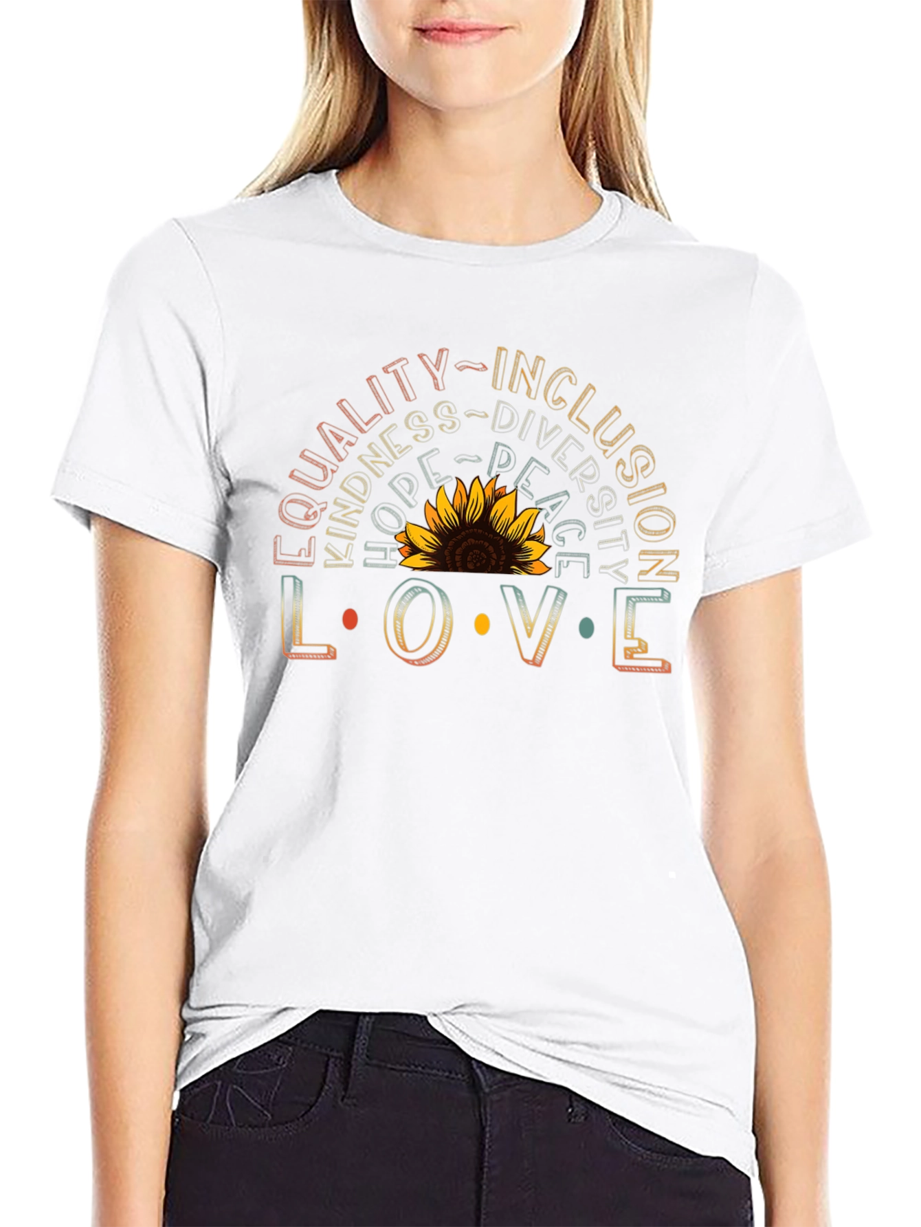 Equality Inclusion Love Sunflower Graphic Tee