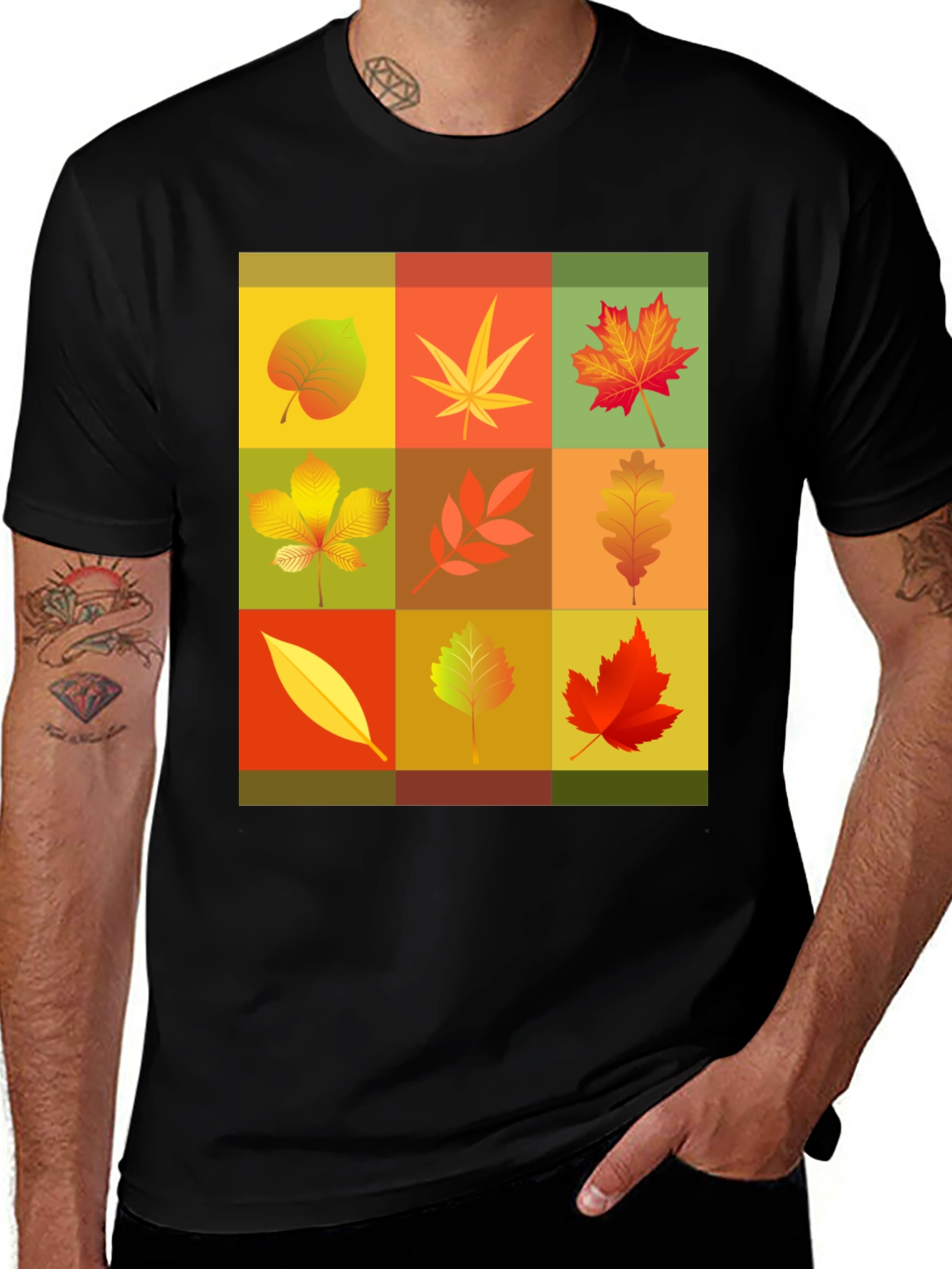 Autumn Leaves Graphic Tee - Black Unisex T-Shirt