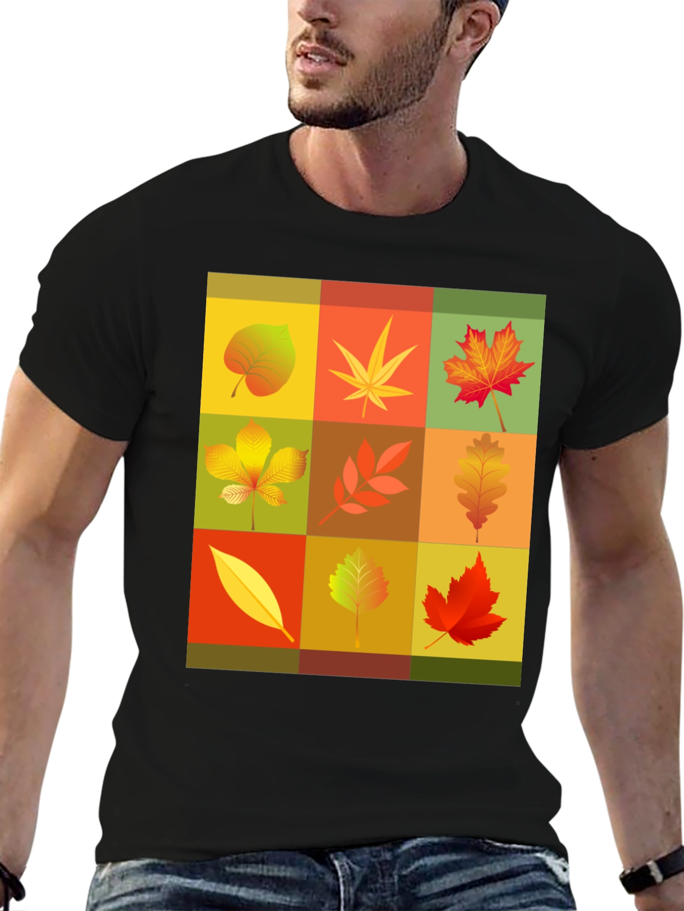 Autumn Leaves Graphic Tee - Black Unisex T-Shirt