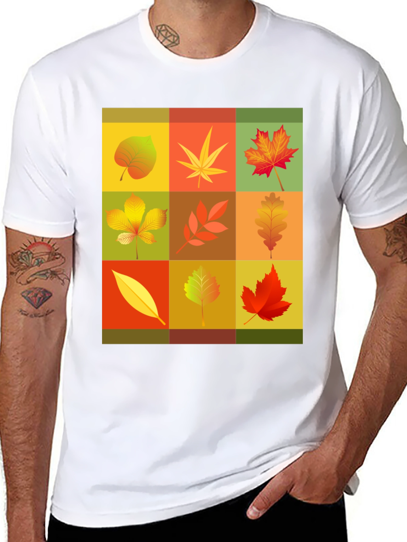 Autumn Leaves Graphic Tee - Black Unisex T-Shirt