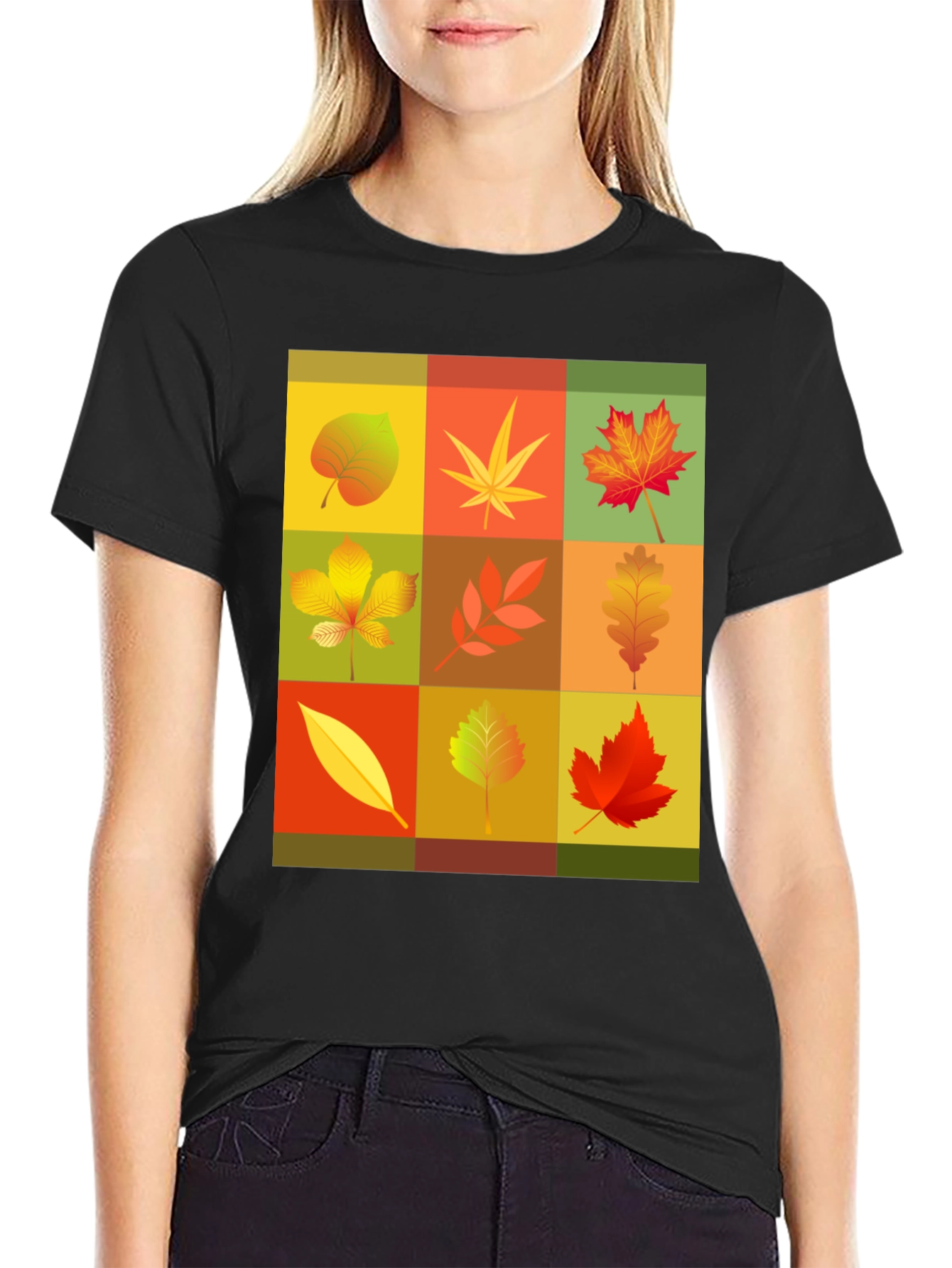 Autumn Leaves Graphic Tee - Black Unisex T-Shirt